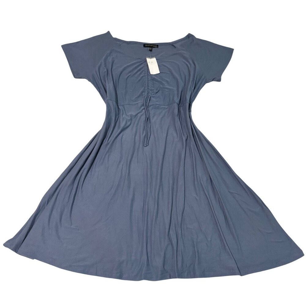 Derek Heart womens mini dress Short sleeve blue color Size 3X Stretchy  ruched